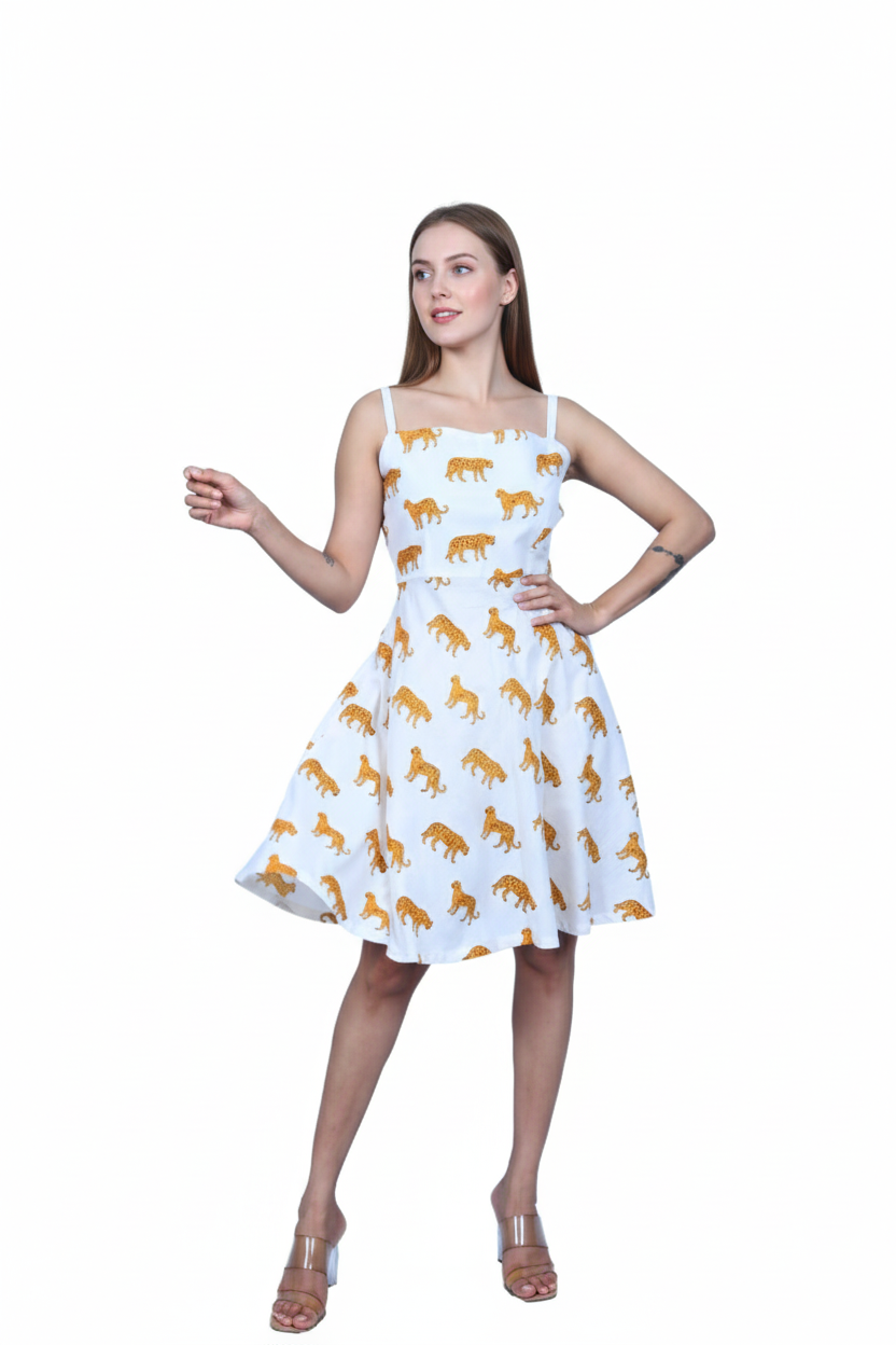 Cheetah Print Knee-Length Skirt